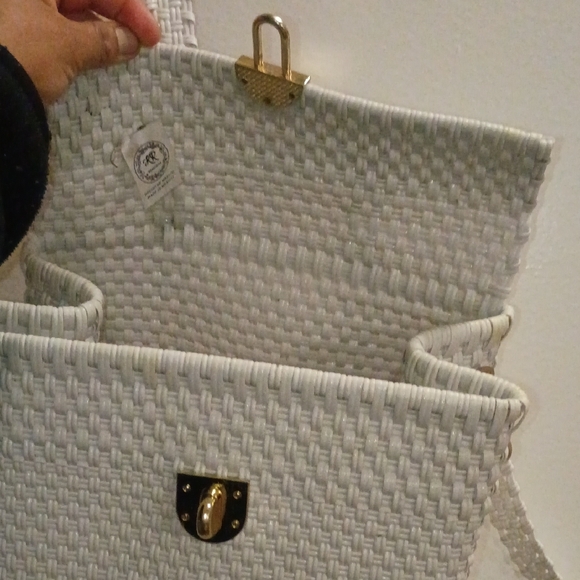 White Backpack with Gold Accents - Picture 4 of 6